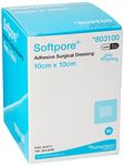 Softpore 99XX0047 Adhesive Surgical Dressing, 10cm x 10cm, Pack of 50