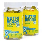 NutriBears Children’s Calcium and Vitamin D Gummies for Kids and Teens, 60 Gummy Chewables, Strawberry and Mango Flavour, Natural Gelatin Free Vegetarian Supplement for Strong Teeth and Bones, 2-Pack