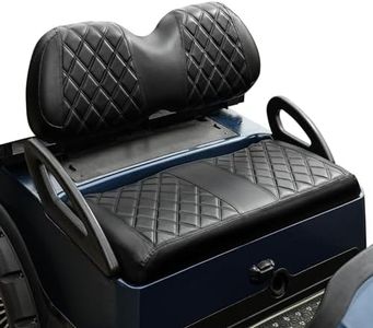 NOKINS Golf Cart Diamond Seat Covers Kit, Fit for Club Car Precedent OEM Ordinary Front Seat Cushion, No Nails Required & Easy to Clean, Breathable Vinyl Seat Covers (Black&Black Stitching)