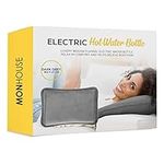 MONHOUSE Rechargeable Electric Hot Water Bottle Grey - Bed Hand Warmer Massaging Heat Pad Cozy - Soft & Cosy Heated Water Bag Warm & Soft to Touch Waist Belt - No Refill