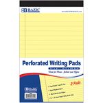 BAZIC 50 Ct. 5" X 8" Canary Jr. Perforated Writing Pad (3/Pack), Case Pack of 24