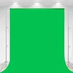 10 X 7 FT Green Screen Backdrop for Photography, Chromakey Virtual GreenScreen Background Sheet for Zoom Meeting, Cloth Fabric Curtain for Party Decor Video Studio Calls Streaming Gaming VR Photoshoot