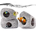 3 Pieces Rock Aquarium Decorations, Stackable Cave Aquarium Decor, Betta Fish Tank Accessories Hideout Hidden Stones Ornaments, Fish Rock House Hideaway Tunnel Fish Cave for Aquarium Shrimp Cichlid