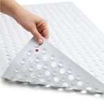 Gorilla Grip Patented Bath Mat for Bathtub and Shower, 89x41cm, Machine Washable Mats with Drain Holes and Suction Cups to Keep Tub Floor Clean, Soft on Feet, Quick Dry, Bathroom Accessories White