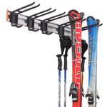 Homeon Wheels Ski Storage Rack, Premium Aluminum Ski Wall Rack for Cross Country Skis, Power Skis and Ski Poles, Home and Garage Ski Mount Wall Holds Standard 5 Pairs