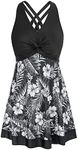 Skirted Swimsuits for Women 2 Piece Plus Size Tummy Control Swim Dress Push Up Floral 24W