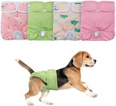 Teamoy 4 Pack Reusable Female Dog Diaper, Washable Doggie Diaper Nappies for Female Dogs, Super Absorbent Sanitary Wraps Panties (XL,Pink +Green +Cloud +Flamingo)