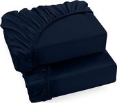 Utopia Bedding Fitted Sheet Single (2 Pack), Navy - Deep Pocket 14 inch (35 cm) - Easy Care - Soft Brushed Microfibre Fabric - Shrinkage and Fade Resistant - Bottom Sheet