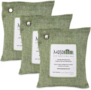 Moso Natural Air Purifying Bag 200g (3 Pack). A Scent Free Odor Eliminator for Cars, Closets, Bathrooms, Pet Areas. Premium Moso Bamboo Charcoal Odor Absorber (Green)