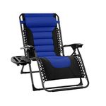 groundlevel Extra Wide Garden Zero Gravity Chair with padded seat (Blue)