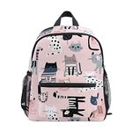 Mnsruu Kids Toddler Backpack Pink Dot Cat Preschool Kindergarten Bookbag Nursery Travel Bag for Boys Girls Daycare