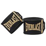 Everlast Elite 180” Hand Wraps - Breathable Nylon-Polyester, Hook & Loop Closure, Wrist & Knuckle Protection, Wear Under Boxing or Training Gloves - Great for Combat Sports - Black