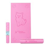 Fitness Mantra® Pro Kids Cat Design Yoga Mat with Carrying Strap for Children Workout [2 * 4 feet Size, Pink Color, Kitty Meow]