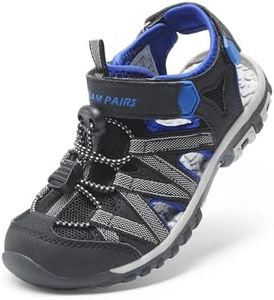 DREAM PAIRS Boys Girls Closed-Toe Outdoor Summer Sport Sandals for Toddler/Little/Big Kid,Size 12 Little Kid,Black/Grey/Blue,181108K