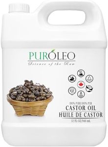PUROLEO Castor Oil 32 Fl Oz/946 ML (Packed In Canada) 100% Pure and Natural Hair, Lash, Beard, Eyelashes & Eyebrow Oil Black castor oil for brow lashes, Make eyelash serum, hair serum for dry hair and frizzy | huile de ricin pour huile de ricin pour cheveux