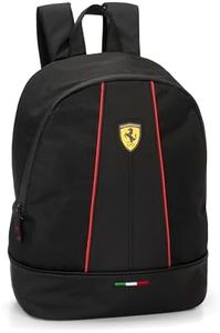 Franco Cosimo Panini FERRARI - Sac à dos école moyenne, supérieur et élémentaire avec grands compartiments centraux avec fermeture à glissière et bretelles réglables, 28 x 40 x 15,5 cm - Noir