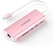 LENTION USB C Hub with 4K HDMI, SD Card Reader, 2 USB 3.0, Type C Charging & Ethernet Compatible 2023-2016 MacBook Pro, New Mac Air/Surface/Steam Deck, More, Stable Driver Adapter (CB-C68,Rose Gold)