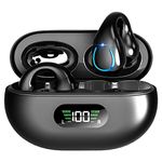 Wireless Headphones Bluetooth Ear Clip Earphones, 30H Playtime Open Ear Clip Headphones with Mic, Mini Wireless Earbuds Bluetooth for Running Sport Gym, USB-C, Compatible with iPhone Android (Black)