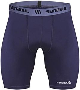 Sanabul Mens Compression Shorts for Martial Arts BJJ Grappling Nogi Shorts, Navy Blue, Large