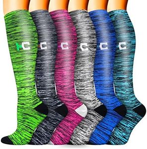 Copper Compression Socks for Women & Men 6 Pairs 15-20 mmHg is Best For Graduated Athletic, Running, Travel, Flight, Nurses(Large / X-Large)