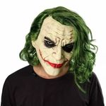 NEW-YIJUNSHUN Joker Mask Scary Halloween Latex Masks for Adult Horror Clown Full Head with Wig Cosplay Costume Party Prop