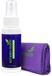 Screen Mom Screen Cleaner Kit for Laptop, Phone Cleaner, iPad, Eyeglass, LED, LCD, TV - Includes 2oz Spray and 2 Purple Cleaning Cloths