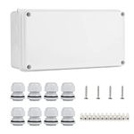 IP65 Waterproof Junction Box Large ABS Electrical Box Outdoor Cable Connector,White(200x100x70mm)