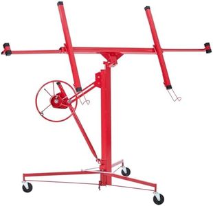 11FT Drywall Lifter Panel Hoist Jack Lifter, 49.2"-115" Adjustable Telescopic Arm & 3 Lockable Wheels, 150 Lbs Heavy Duty Drywall Lifter, 360° Adjustable Drywall Panel Hoist for Home Improvement