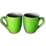 Homvare Porcelain Coffee Mug for Both Hot and Cold Beverage Dishwasher and Microwave Safe, 10 oz - Green - 2 Pack