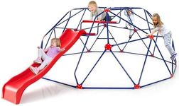 Olakids Climbing Dome with Slide, Kids Outdoor Jungle Gym Geometric Dome Climber, Steel Frame, 13.3FT Climb Structure Backyard Playground Center Equipment for Toddlers