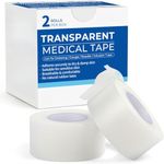 Rexez Transparent Medical Tape 2 Rolls | Clear Hypoallergenic Surgical PE Adhesive Tape for Wounds & Bandages, Latex Free First Aid Tape for Sensitive Skin