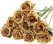 AIMALL 10pcs Luxurious Silk Artificial Roses, Lifelike Flower Bouquet for Weddings and Home Decor, 19.7" Tall, Vibrant & Durable