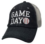 Cocomo Soul Game Day Baseball Mom Embroidered Mesh Trucker Style Hat Cap Baseball MOM Gift Mothers Day Dark Grey