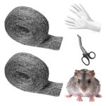 Cynrikah Mice Control Steel Wool 2 Rolls, 32.8ft/10m Steel Wool Gap Filler for House & Garage, 2 Pack of 1.97" x16.4ft Stainless Steel Wool to Keep Mice Away from Holes, Vents in Garden, House