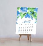 Watercolour Flowers Desktop Calendar - 2024 With Wooden Easel Stand