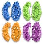 EudoUS 8 Pieces Unisex Washable Dust Mop Slippers Shoes Microfiber Cleaning House Mop Slippers Multifultional Floor Cleaning Shoes Cover