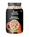 True Elements Crunchy Nuts & Berries Muesli 1kg | Cereal for Breakfast | Healthy breakfast | No Malt extract, Corn flakes or grain flour | No Candied Fruits - 30% Freeze-dried Berries, Nuts and Seeds | With Almonds & Cranberries