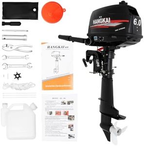 BJTDLLX 6HP Outboard Motor, 2 Stroke 6HP Heavy Duty Outboard Boat Motor Engine, Fishing Inflatable Fishing Boat Power Engine with Water Cooling & CDI Ignition System -Short Shaft