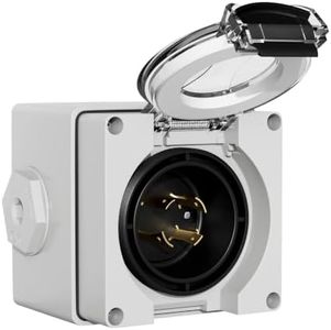YICTENCRD 30 Amp Generator Power Inlet Box, NEMA L14-30P 125/250V 7500W Twist Lock Inlet Plug with Cover, 3 Pole 4 Wire Grounding, Weather Resistant Outdoor Power Inlet for Generator, ETL Listed