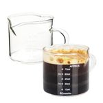 2 Pack Measuring Cups Double Spouts Milk Cup 75ML Espresso Shot Glasses Parts Clear Glass