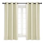 NICETOWN Bedroom Blackout Curtains 63 Inches Length, Grommet Top Light Reducing Thermal Room Darkening Window Panel, Beige, 42 inch Wide by 63 inch Long, 1 Pc