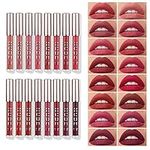 16 Pcs Matte Liquid Lipstick Makeup Set Velvety Liquid Lipstick Long Lasting Durable Nude Lip Gloss Beauty Cosmetics Set for Girls and Women (16PCS)