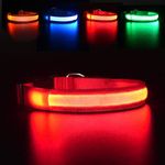 MASBRILL Light Up Dog Collar, LED Dog Collar Lights for the Dark, Rechargeable and Waterproof Flashing Dog Collars with 3 Glowing Modes, Adjustable Pet Collar for Small/Medium/Large Dog(Red M)