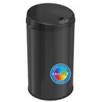 iTouchless 8 Gallon Touchless Sensor Trash Can with Odor Filter System, 30 Liter Round Black Steel Garbage Bin, Perfect for Home, Kitchen, Office