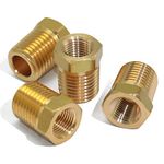 KOOTANS 4pcs Heavy Duty 1/4" NPT Male Thread to 1/8" NPT Female Thread Brass Reducer Hex Bushing Brass Fitting Pipe Hose Tube Adapter Convert