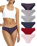 la notte Women’s Bikini Underwear Breathable Cotton Panties for Womens 6 Pack Ladies Stretchy Hipster Soft Briefs Panty, Cherry Pattern, L