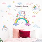 JAAMSO ROYALS Creative Unicorn Rainbow Stickers for Walls of Home, Wall Sticker for Living Room, Wall Stickers for Home, Wall Painting Stickers, Living Room Wall Stickers (60 CM X 90 CM)