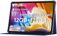2025 Upgraded Android 14 Tablet, 11inch Tablet PC,Support Face Unlock, Octa-core CPU,12GB+128GB+1TB Expand, 8000mAh Big Battery, 18W Fast Charging, WiFi6, BT5.0,Touchscreen Display Tableta with Case
