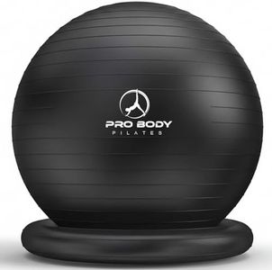 ProBody Pilates Ball Yoga Ball Chair, Exercise Ball Chair with Base or Stand for Home Office Desk Sitting or Workout, Balance & Stability Ball Seat, Large Gym Ball for Back (Black, 75 cm)