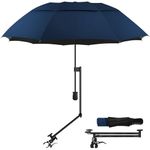 DUOUPA Patio Umbrellas UPF 50+ 360 ° Adjustable Shade Umbrella,Portable sunshade umbrella,suitable for Patio,beach chairs,golf carts, wheelchairs,carts,bleachers,camping and fishing(Blue 49″/Type A)